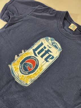 Coastal Classics Surf Life Beer Can Graphic T-Shirt Navy Blue Men's Size Medium